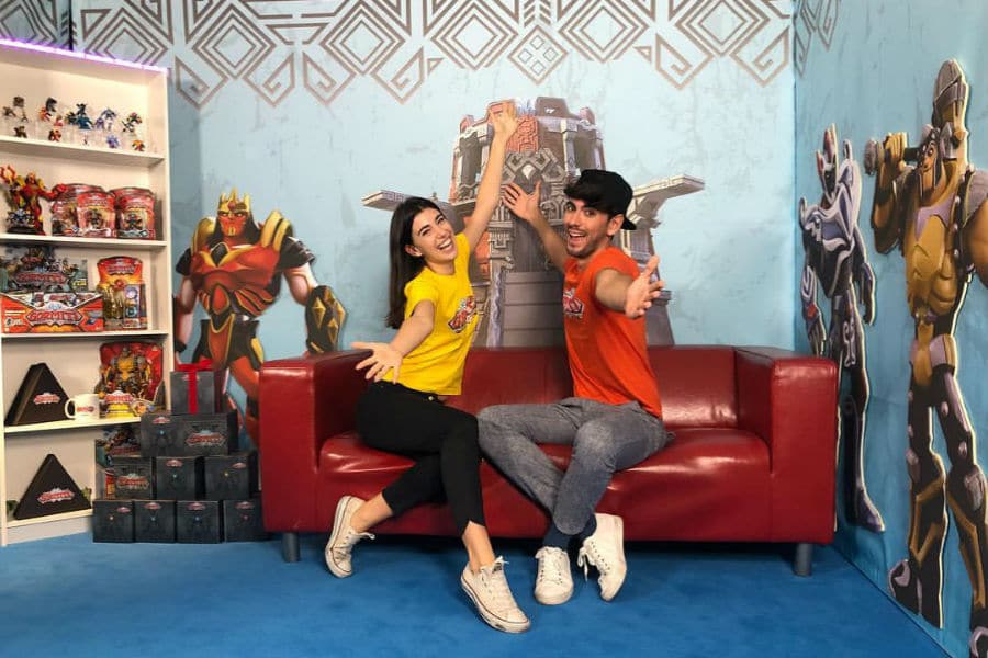 Jonny e Giada sul set del Gormiti Show, negli studi di Creativi Digitali
